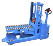 Chargierwagen mit Rollenbahn und Spurkranzrollen